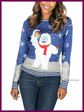 Women's Ugly Christmas Sweater Pullover Crew Neck Long Sleeve Funny Holiday